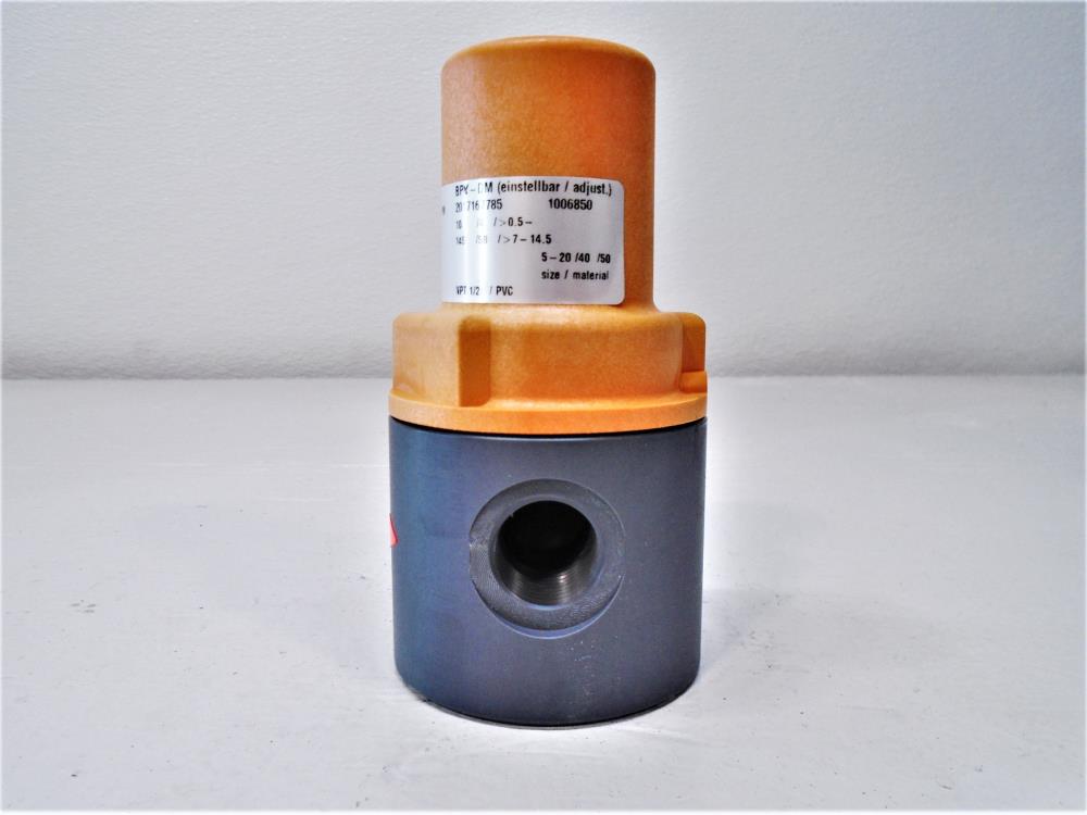 ProMinent 1/2" NPT Pressure Relief Valve, PVC, Type BPV-DM, 1006850